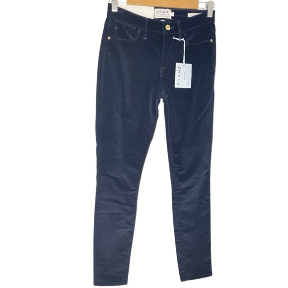 ✨NWT Frame Navy Blue Le High Skinny High Rise Corduroy Pants Jeans Size 25 - Picture 2 of 11